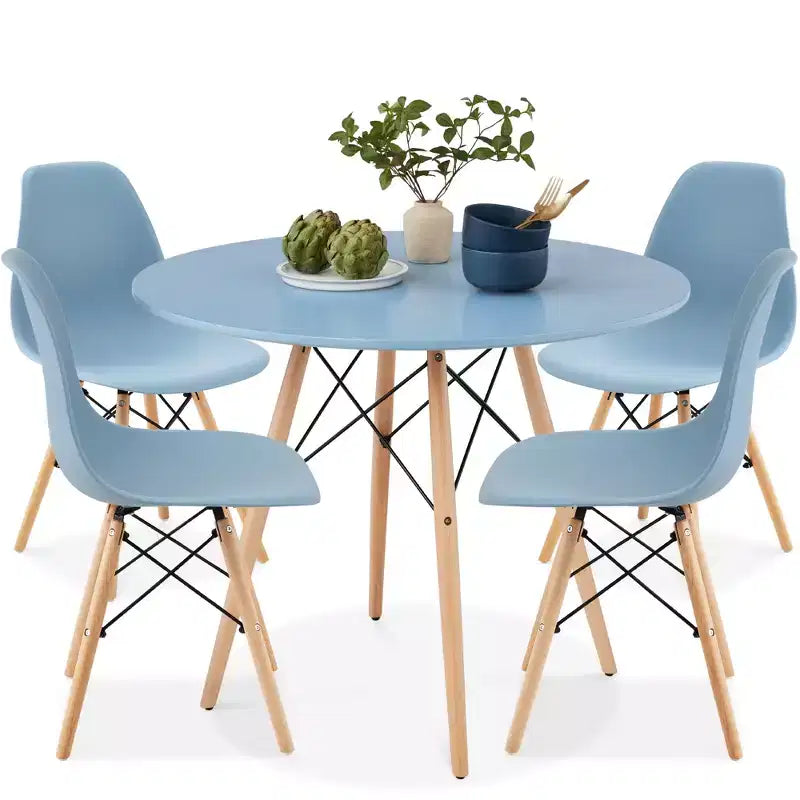 Ensemble de salle à manger compact mid-century moderne 5 pièces avec 4 chaises, pieds en bois