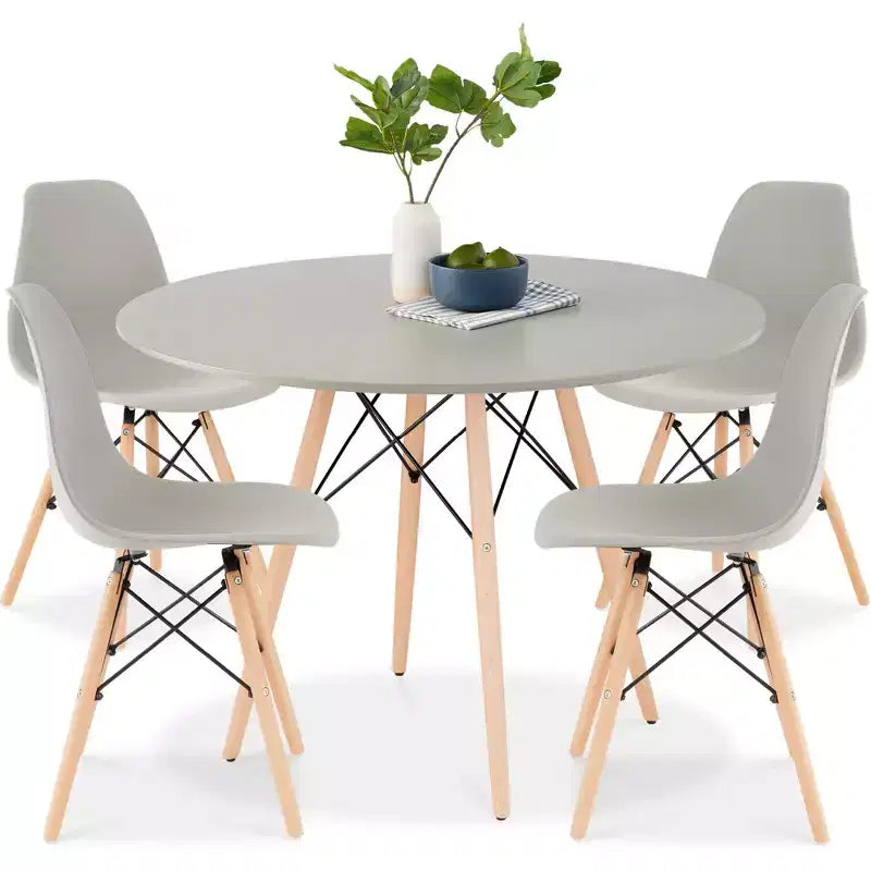 Ensemble de salle à manger compact mid-century moderne 5 pièces avec 4 chaises, pieds en bois