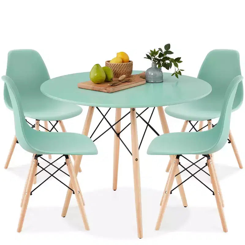 Ensemble de salle à manger compact mid-century moderne 5 pièces avec 4 chaises, pieds en bois