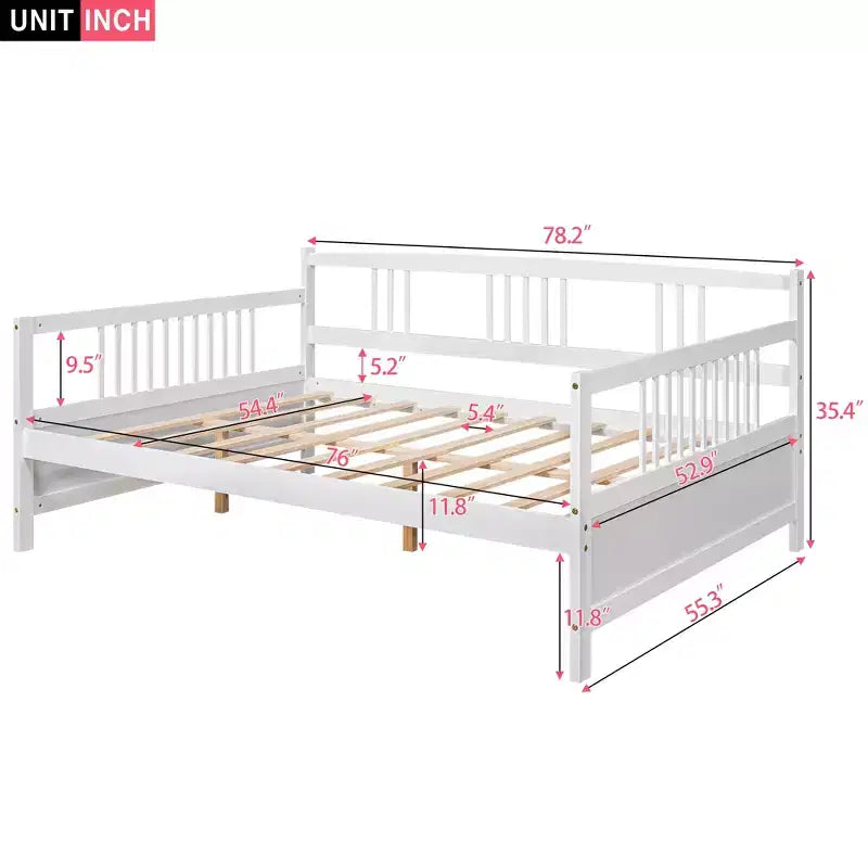 Lit de repos en bois pleine grandeur avec pied de support