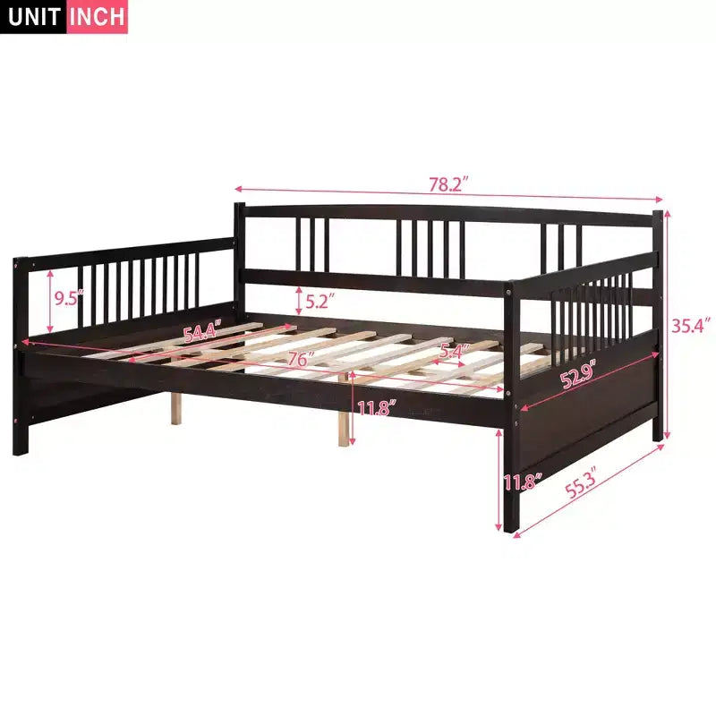 Lit de repos en bois pleine grandeur avec pied de support