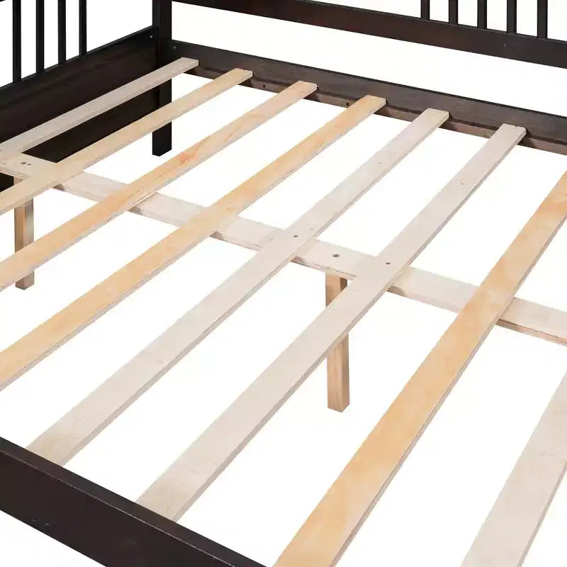 Lit de repos en bois pleine grandeur avec pied de support