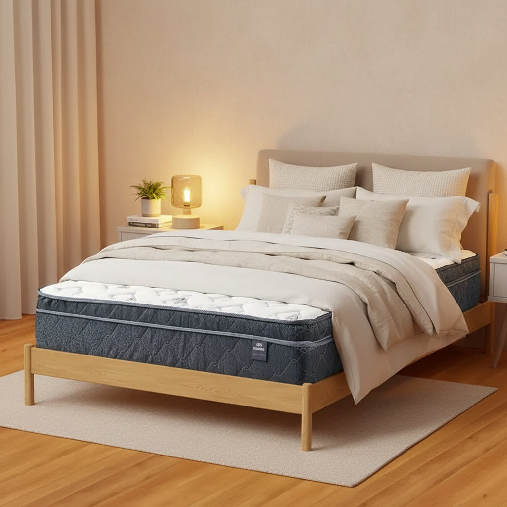 Matelas hybride simple face Euro Top mi-ferme 12 pouces, compatible avec un lit réglable