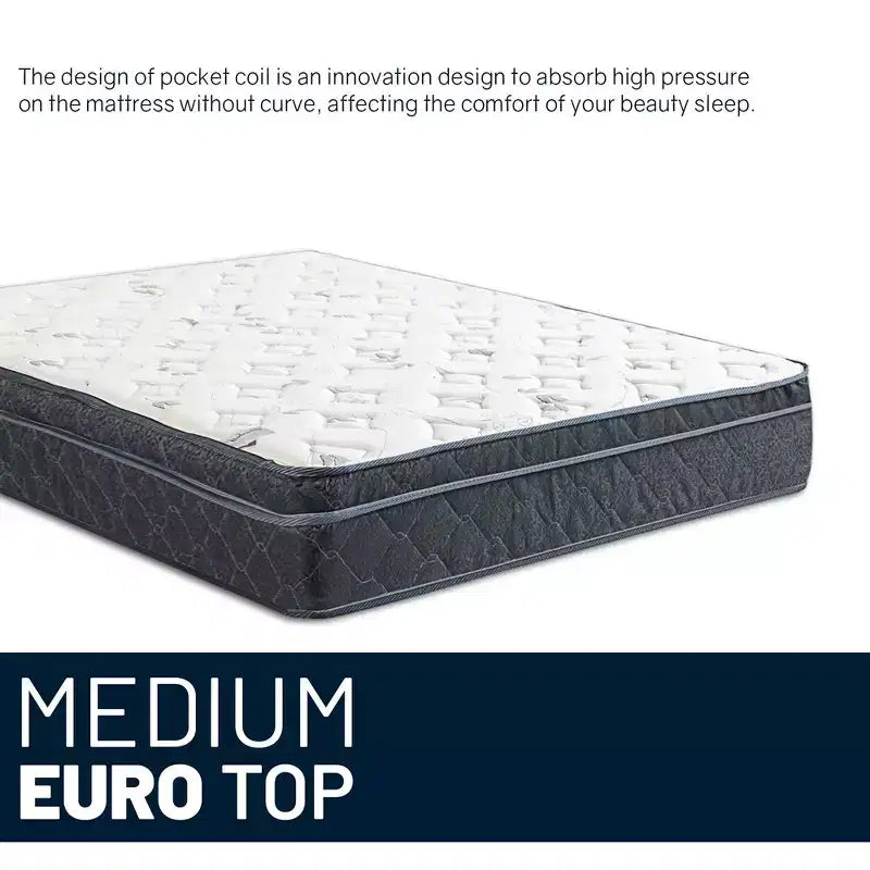 Matelas hybride simple face Euro Top mi-ferme 12 pouces, compatible avec un lit réglable