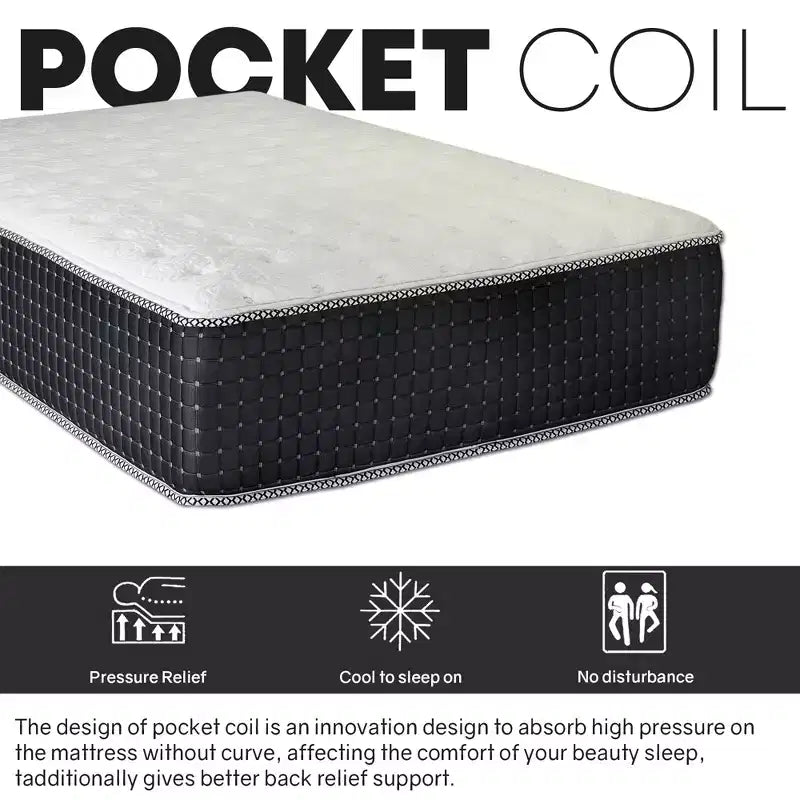 Matelas hybride à ressorts ensachés fermeté moyenne 14 pouces