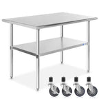 GRIDMANN Stainless Steel Table with 4 Casters (Wheels), NSF Commercial Kitchen Work & Prep Table