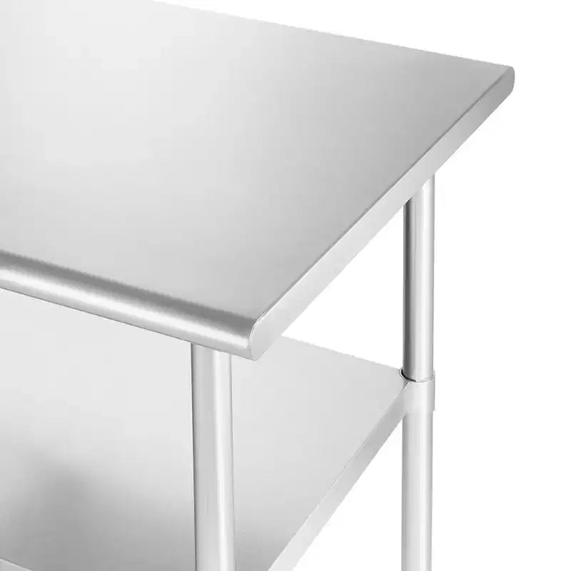Table en acier inoxydable avec 4 roulettes, table de travail et de préparation de cuisine commerciale certifiée NSF