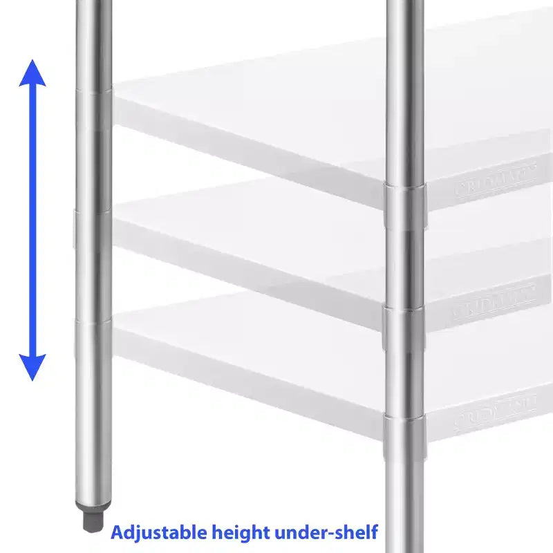 Table en acier inoxydable avec 4 roulettes, table de travail et de préparation de cuisine commerciale certifiée NSF